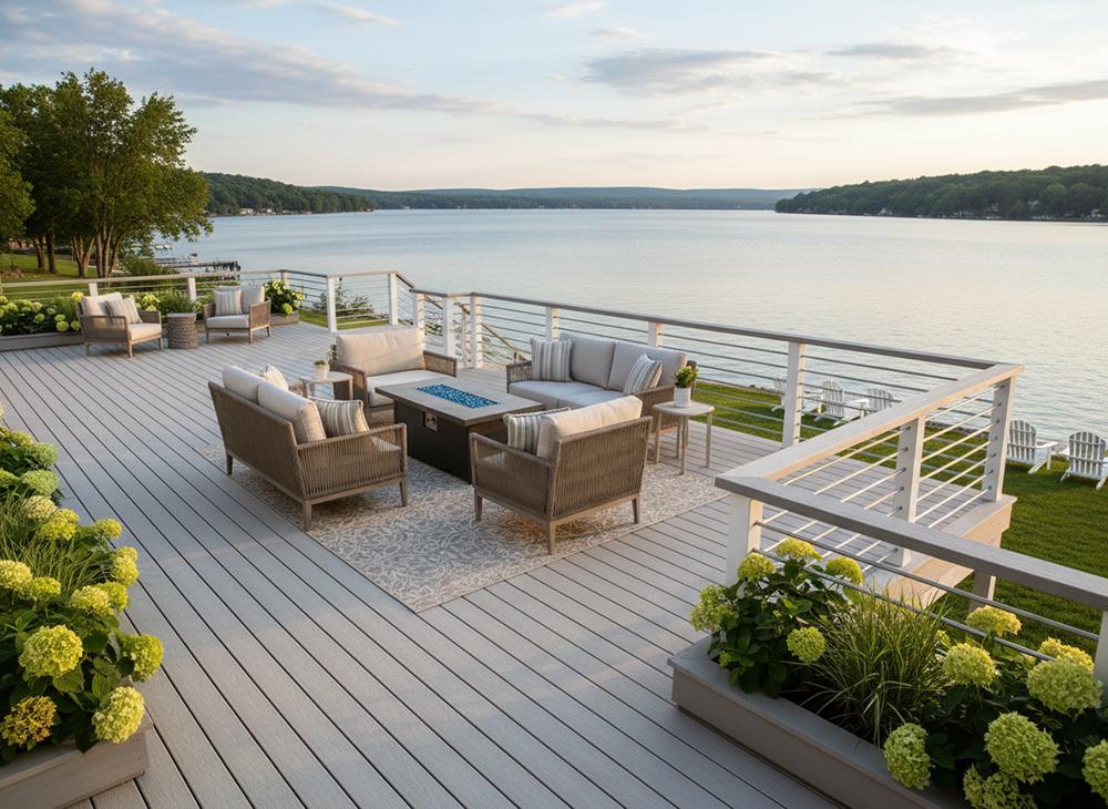 deck and lake